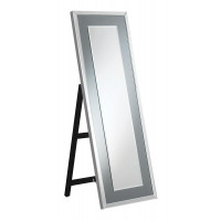 Coaster Furniture 962898 Rectangular Cheval Mirror with LED Light Silver